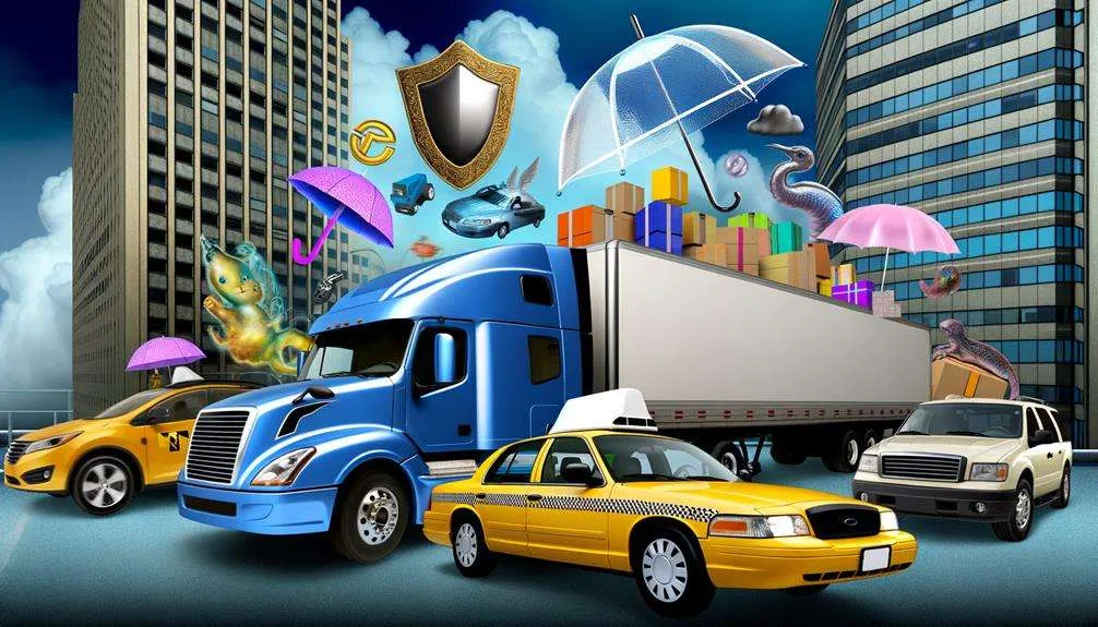 A diverse fleet of commercial vans and trucks parked neatly in a row, symbolizing a growing business protected by commercial auto insurance.